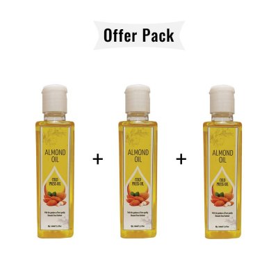 Cold Press Sweet Almond Oil, 100ml, Pack of 3(100ml X 3)