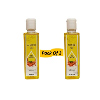 Cold Press Sweet Almond Oil, 200 ML Or 3.3 fl.Oz (100 ML X 2)