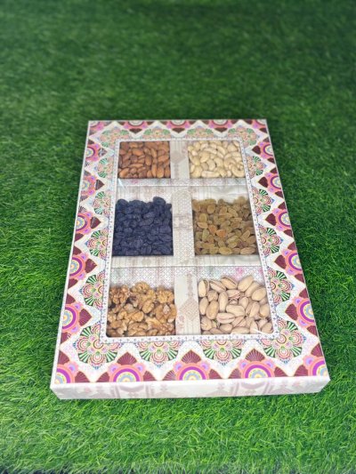 Elegant Hard Cardboard Designer Diwali Dry Fruit Gift Box GBC-002 (Brand- 5aDay)