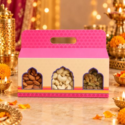 3 Jar Diwali Dry Fruit Gift Hamper-1818-B(Brand- 5aDay)