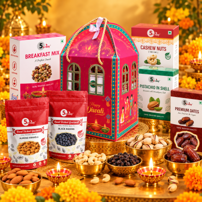 Pink Diwali Dry Fruit Gift Hamper-1836(Brand- 5aDay)
