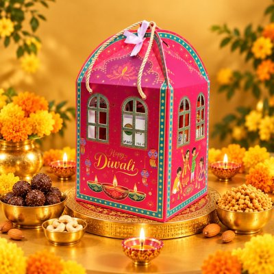 Pink Diwali Dry Fruit Gift Hamper-1836(Brand- 5aDay)