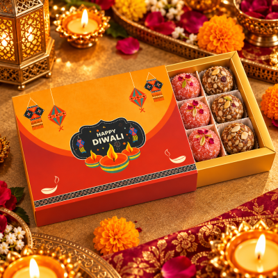 12 PC Ladoo Diwali Dry Fruit Gift Hamper-1810(Brand- 5aDay)